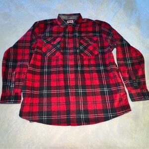 Wrangler Red and Black Plaid Men's Shirt Size XL